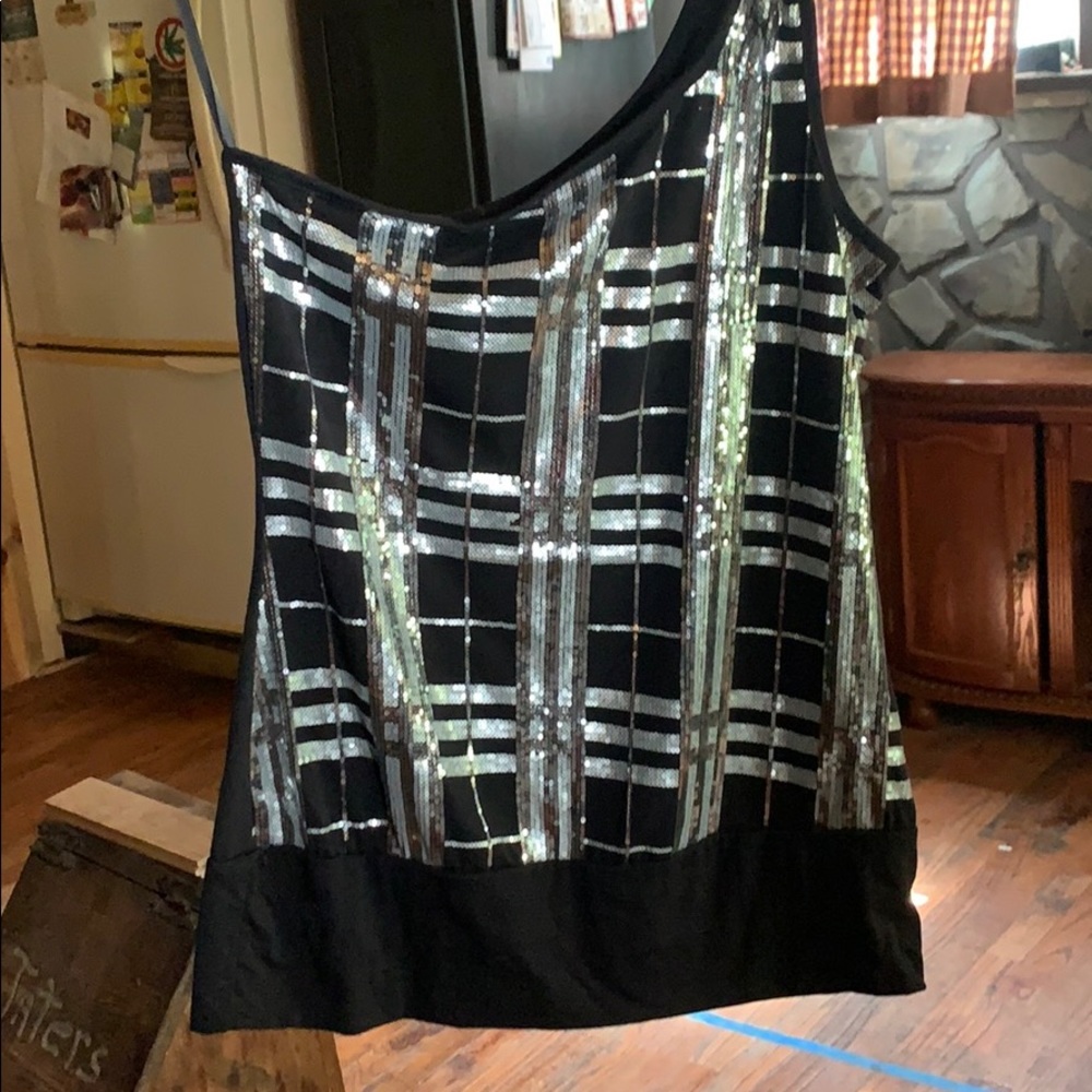 One shoulder sequin top
